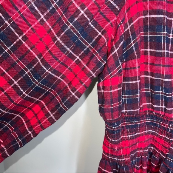 Lane Bryant Red Plaid Flannel Top Shirt-Lace Up Corset Waist-Size 20 - Picture 5 of 9
